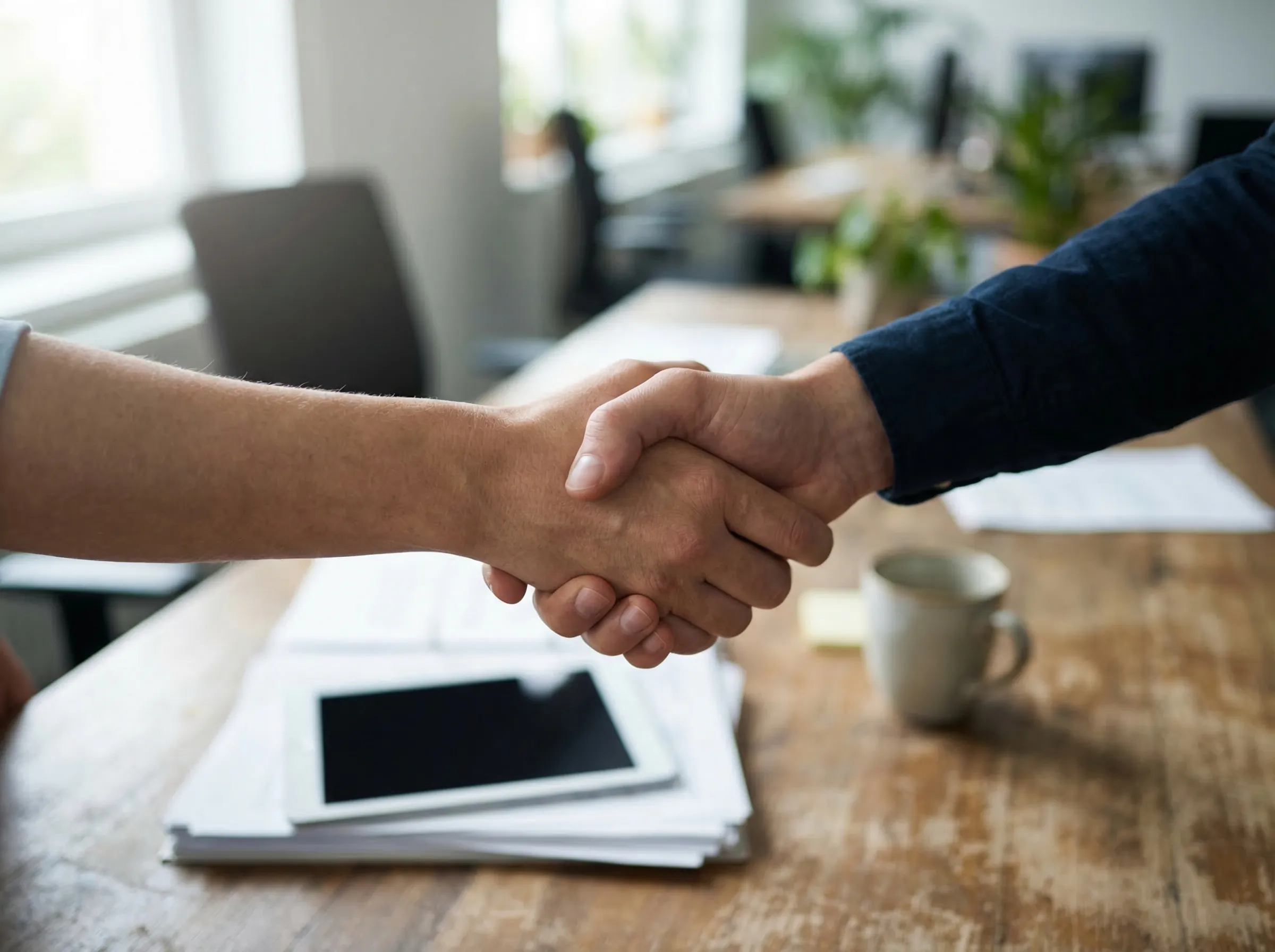 Persönliche Beratung und Handschlag bei der Immobilienübergabe